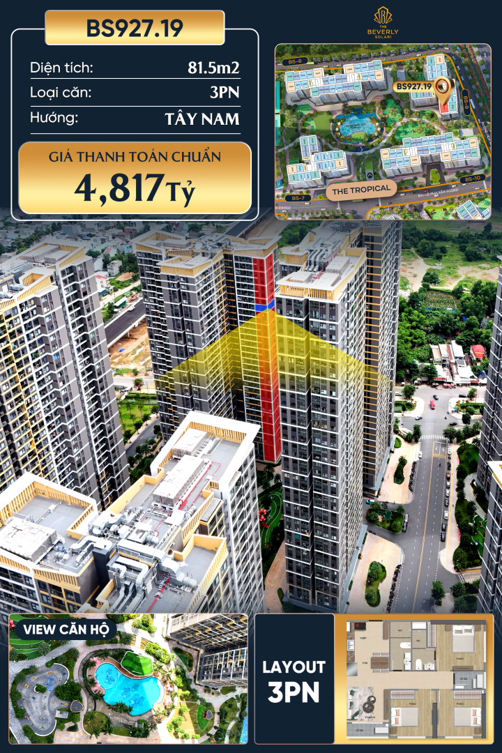Bán 4.8 tỷ 81.5m² Căn hộ The Beverly Solari, Long Bình, Hồ Chí Minh, Việt Nam, Long Bình, Thành phố Hồ Chí Minh