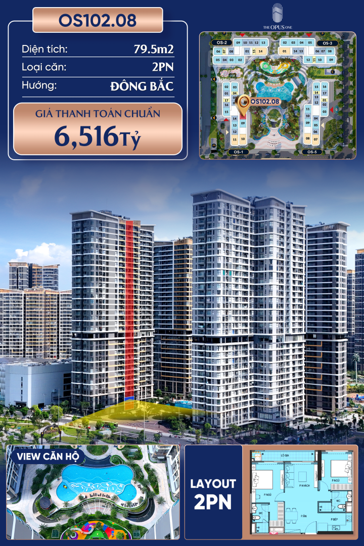 Cần bán Căn hộ 79.5m² THE OPUS ONE - VINHOMES GRAND PARK, Phường Long Bình, Quận 9, Hồ Chí Minh, Long Bình, Thành phố Hồ Chí Minh giá 6.5 tỷ