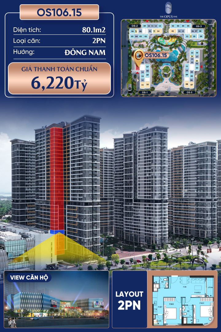 Thành phố Hồ Chí Minh - bán Căn hộ 80.1m² giá 6.2 tỷ THE OPUS ONE - VINHOMES GRAND PARK, Phường Long Bình, Quận 9, Hồ Chí Minh, Long Bình