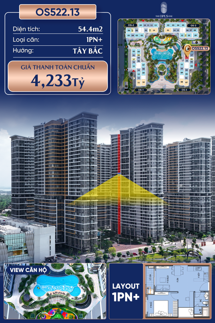 Bán Căn hộ 54.4m² giá 4.2 tỷ tại THE OPUS ONE - VINHOMES GRAND PARK, Phường Long Bình, Quận 9, Hồ Chí Minh, Long Bình, Thành phố Hồ Chí Minh