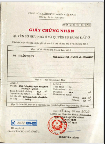 Bất động sản 69m² 3 tầng tại Phường Nhiêu Lộc, Hồ Chí Minh mới