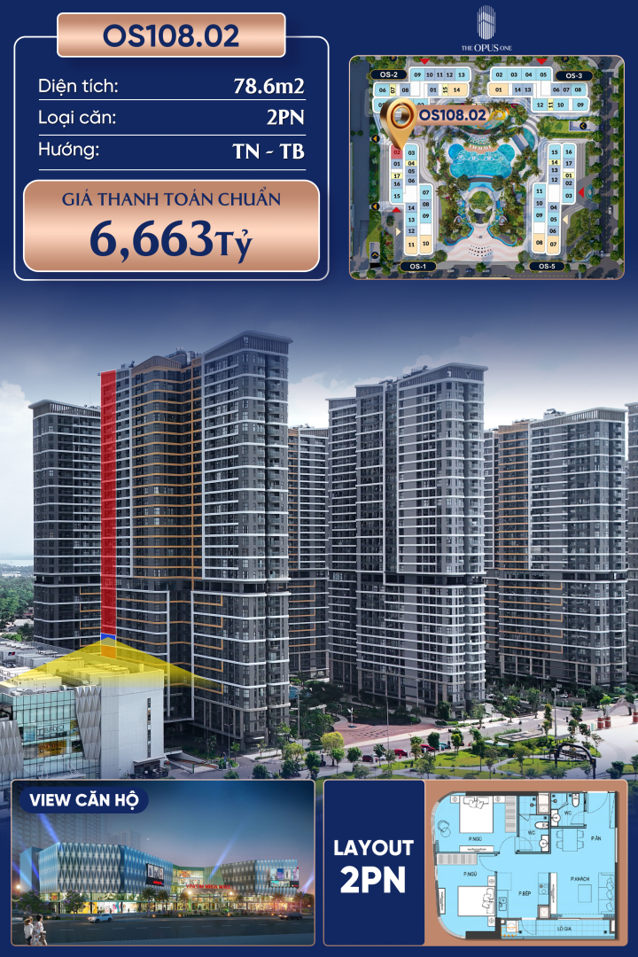 Cần bán Căn hộ 78.6m² THE OPUS ONE - VINHOMES GRAND PARK, Phường Long Bình, Quận 9, Hồ Chí Minh, Long Bình, Thành phố Hồ Chí Minh giá 6.7 tỷ