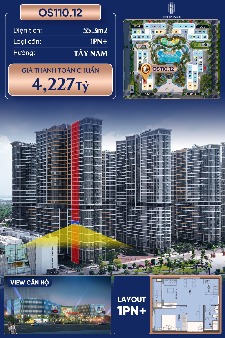 Thành phố Hồ Chí Minh - bán Căn hộ 55.3m² giá 4.2 tỷ THE OPUS ONE - VINHOMES GRAND PARK, Phường Long Bình, Quận 9, Hồ Chí Minh, Long Bình