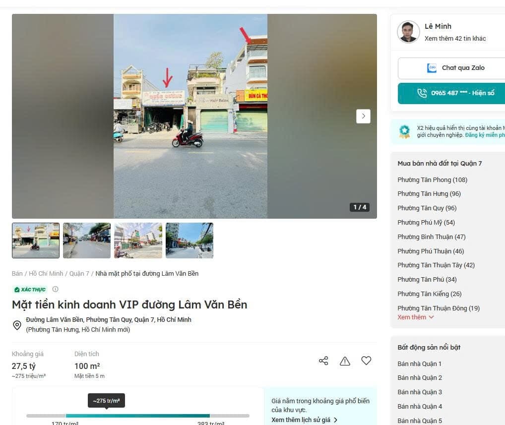 Mặt tiền kinh doanh Lâm Văn Bền Phường Tân Hưng TPHCM